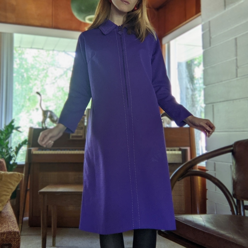 Vintage 60s 70s Mod Dress w/ Diamond Zipper